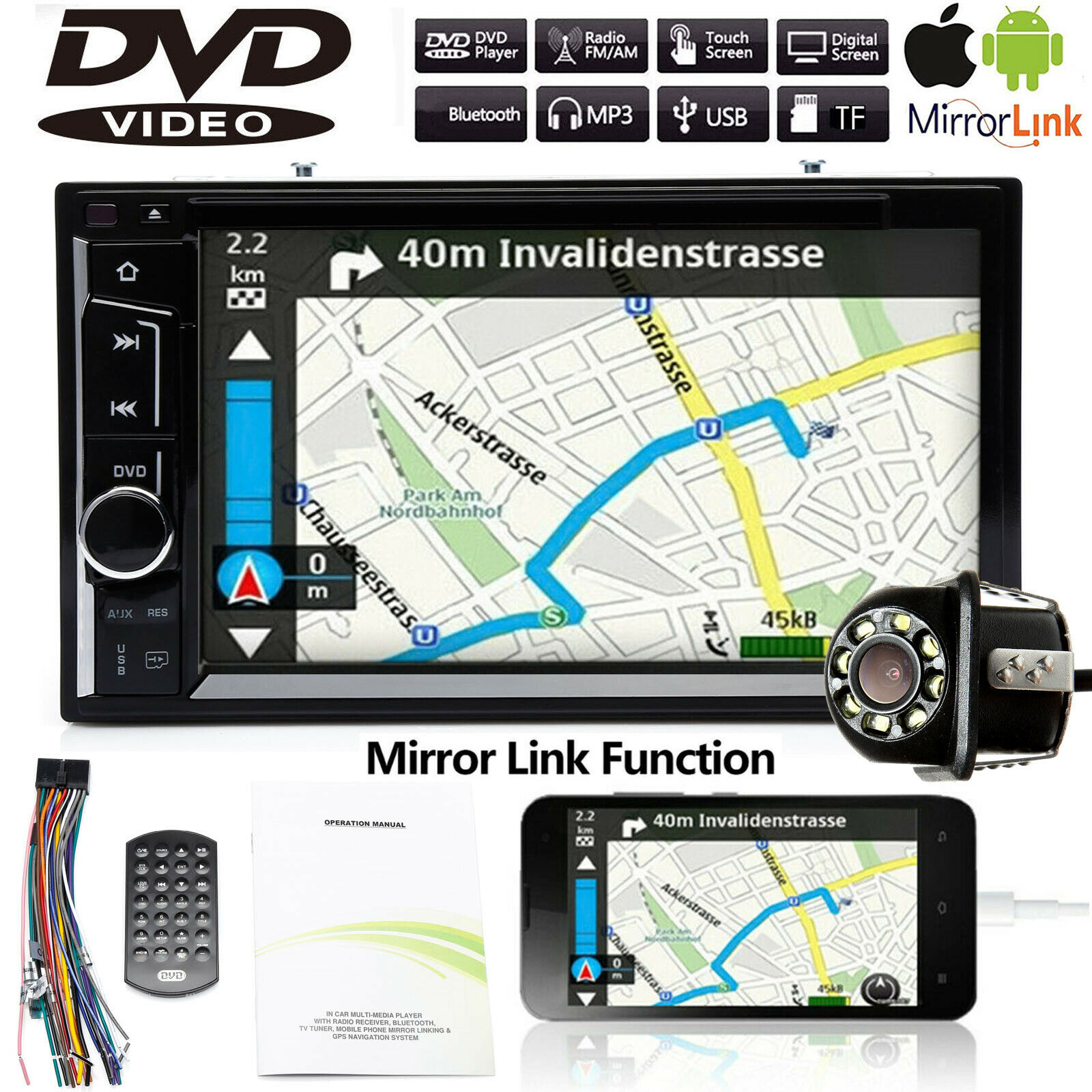 2din Car Stereo Dvd Touchscreen Radio Player Rear Camera For Chevrolet Silverado