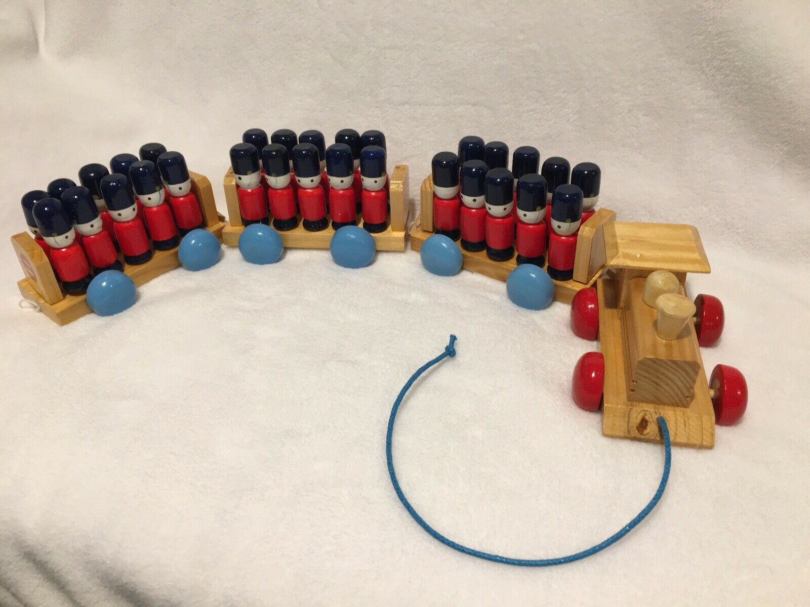Vintage Lillian Vernon Wood Math Toy Handcrafted Troop Carry Train & Soldiers