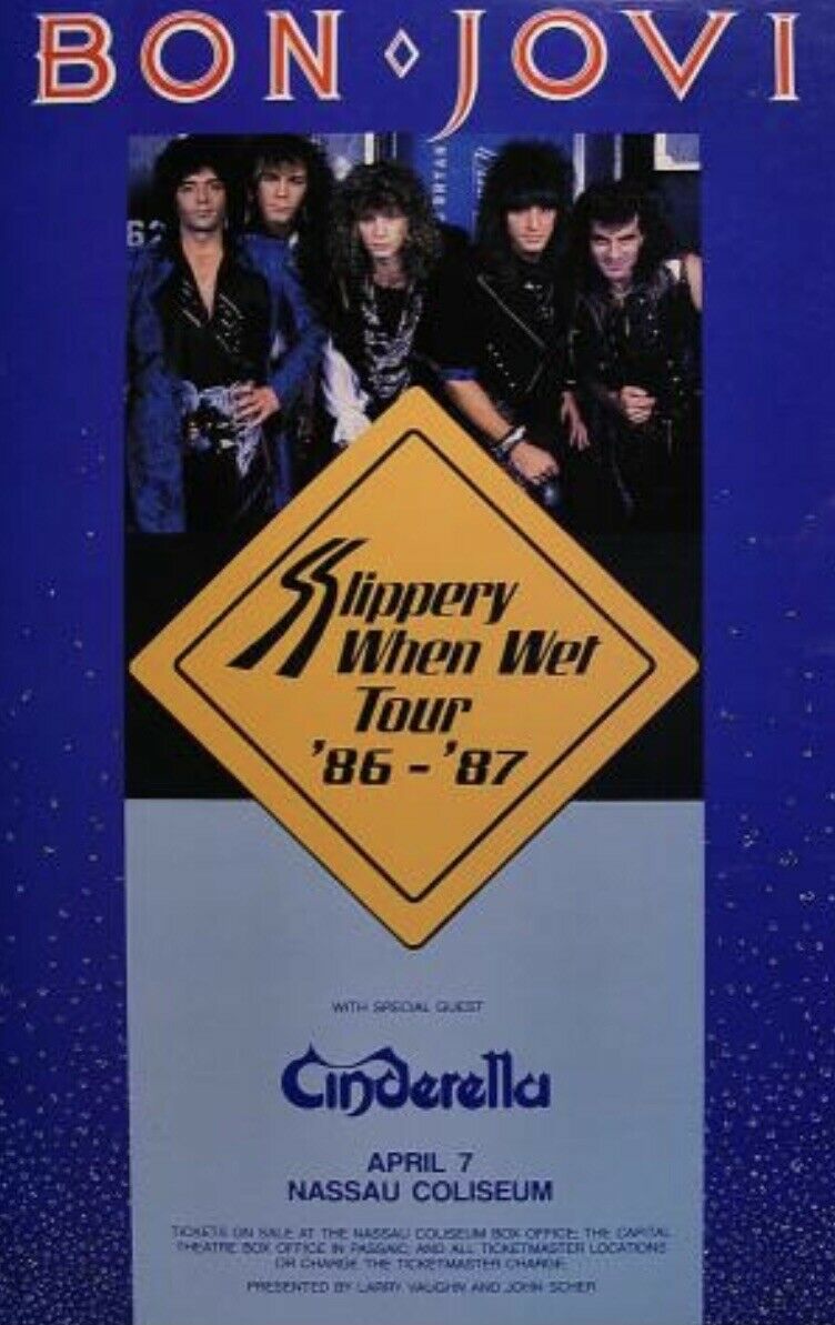 Bon Jovi/cinderella 1987 Slippery Wet Tour Concert Poster-1st  Print Jeff Labar